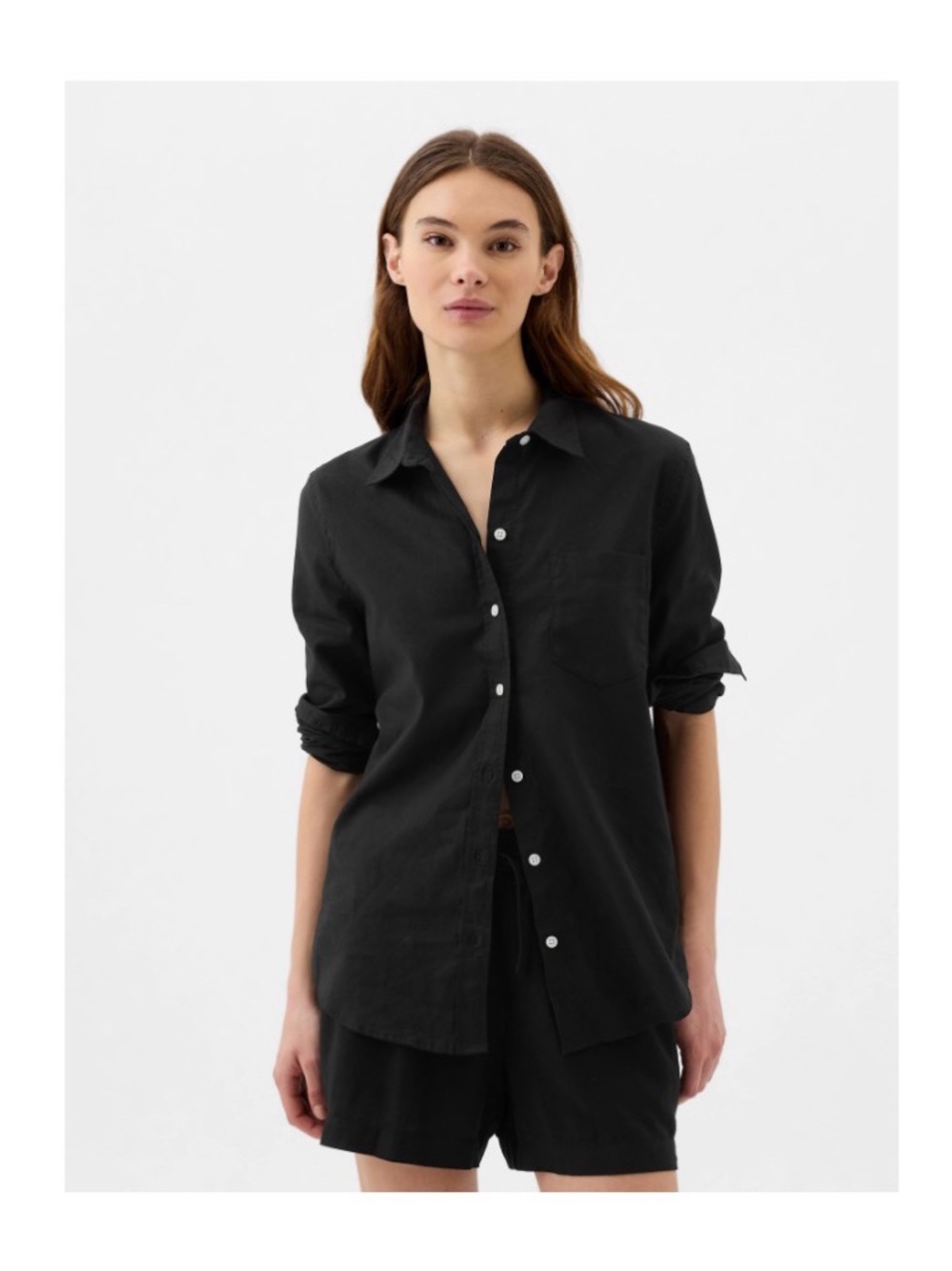 GAP Black Long-Sleeve Button-Down Shirt